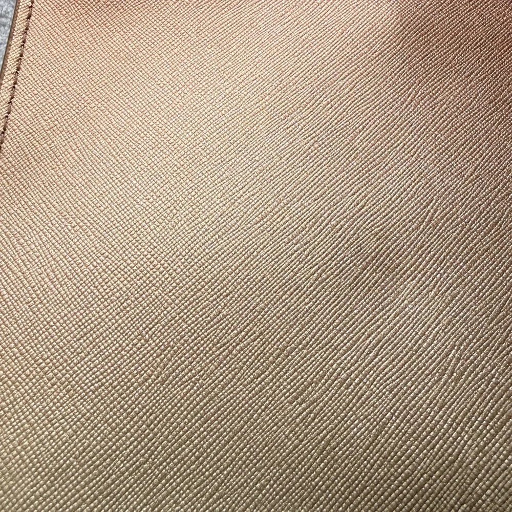 Michael Kors Rose Gold Zip Clutch Wristlet Metallic Saffiano Pouch